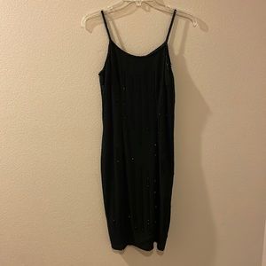 Spaghetti strap black sequin dress